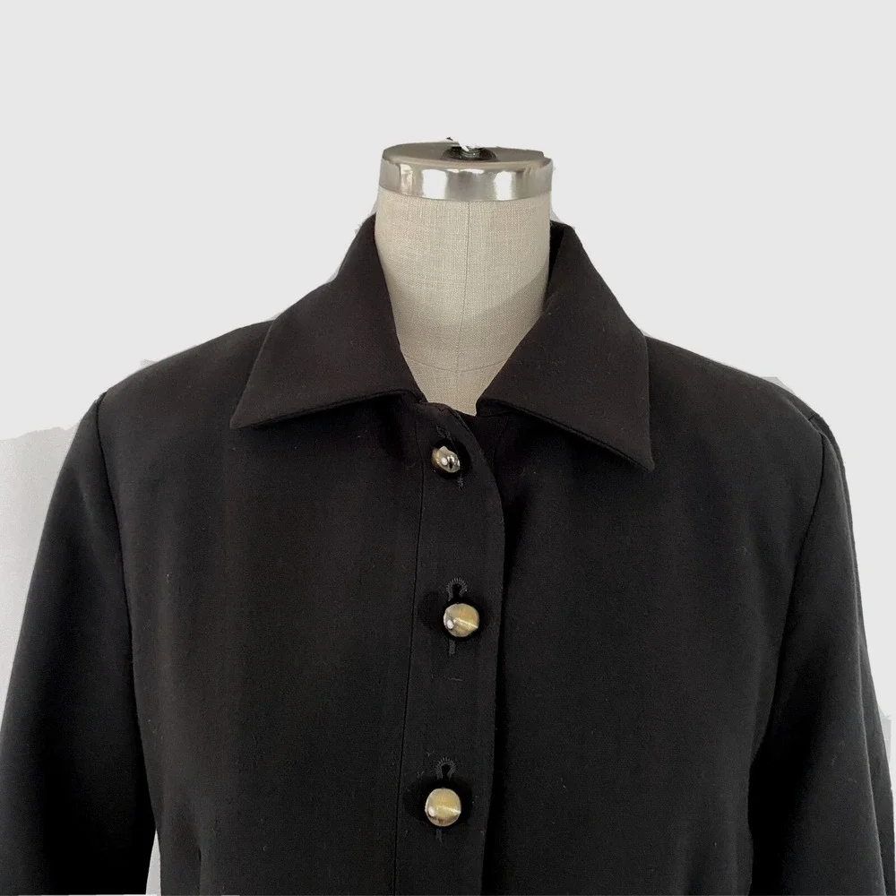 CAbi Abbott Jacket Blazer #3027 Puff Statement Sleeve Button Front Black Sz 4 - Picture 5 of 12